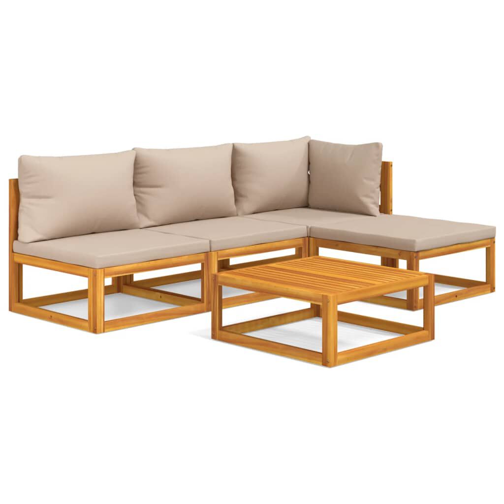 Salon de jardin 12 pcs en bois d’acacia – Élégance et confort Taupe