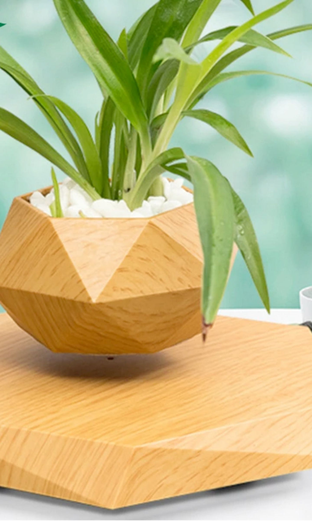 Pot de Fleur Magnétique en Lévitation LED, Ion Négatif, Géométrique