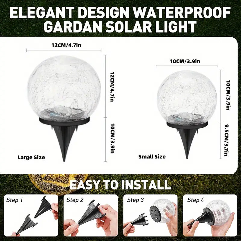 Lumières Solaires LED d’Extérieur avec Boule Craquelée