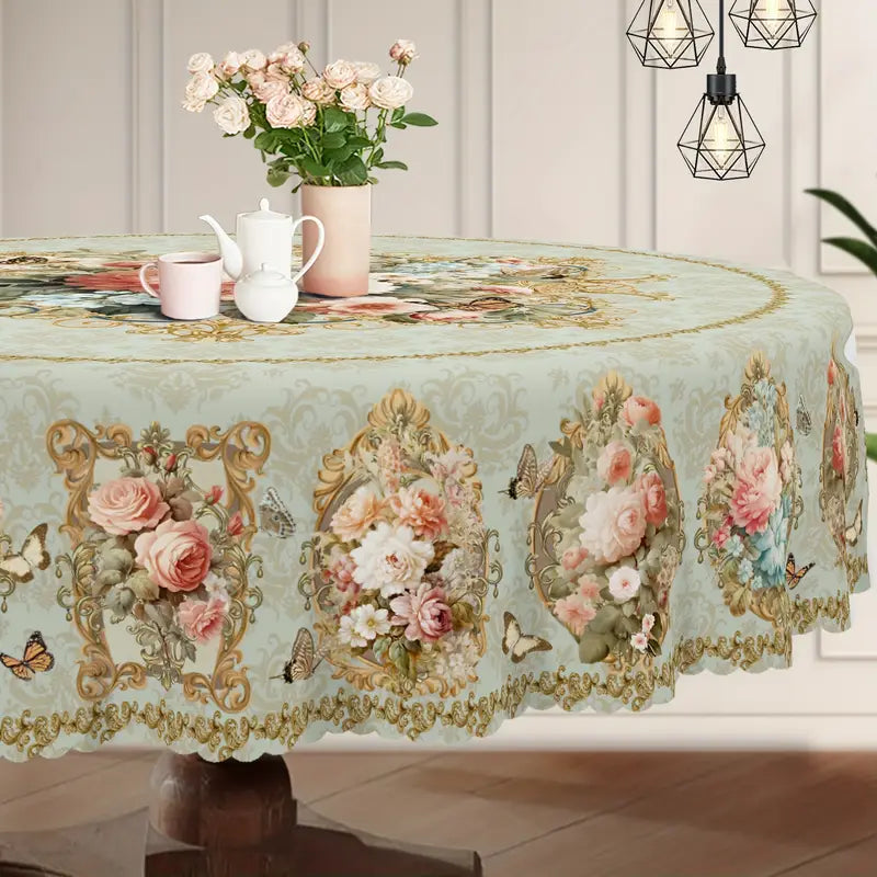 Nappe Florale Élégante – Style Français avec Papillons