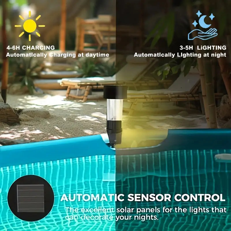 Lot de 6 Lumières Solaires pour Piscine – Éclairage Étanche Blanc Chaud