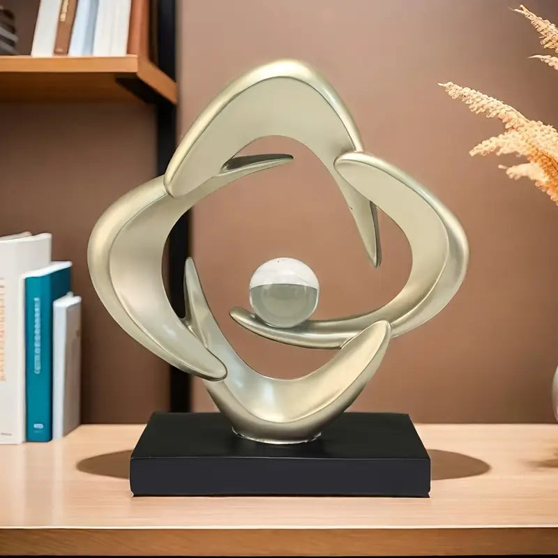 Sculpture Artistique en Résine de Luxe – Finition Bleue et Dorée