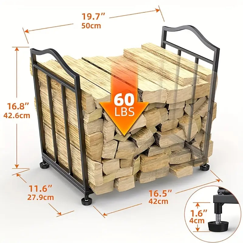 Porte-Bûches en Métal pour Cheminée – Rangement Compact et Élégant