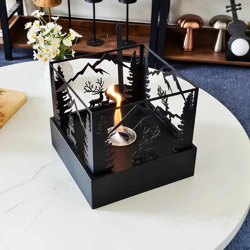 Nouveau Poêle à Alcool Carré – Flamme Réelle & Ambiance Chaleureuse à la Française