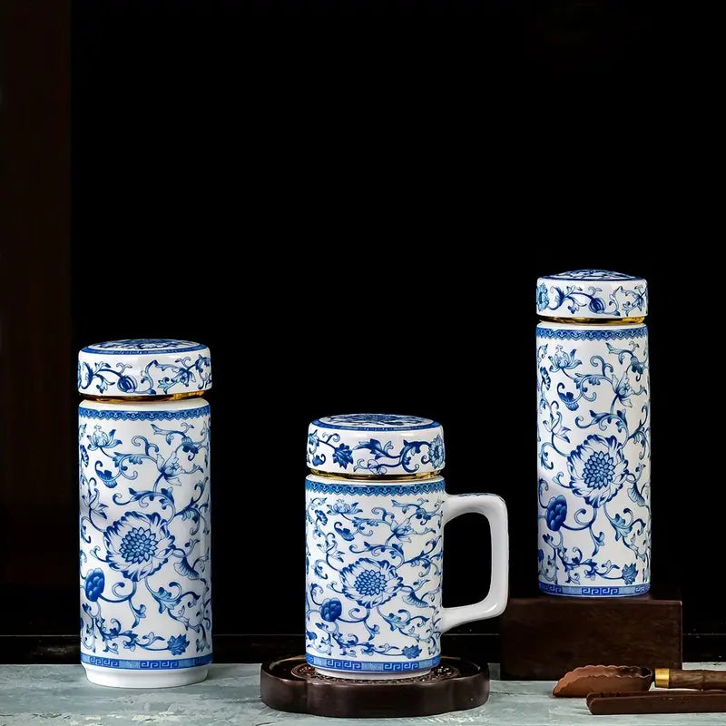 Mug de Voyage Isolé en Céramique Émaillée – Floral & Élégant