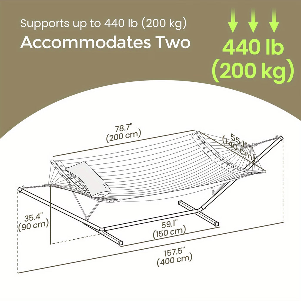 Hamac avec support et oreiller rembourré