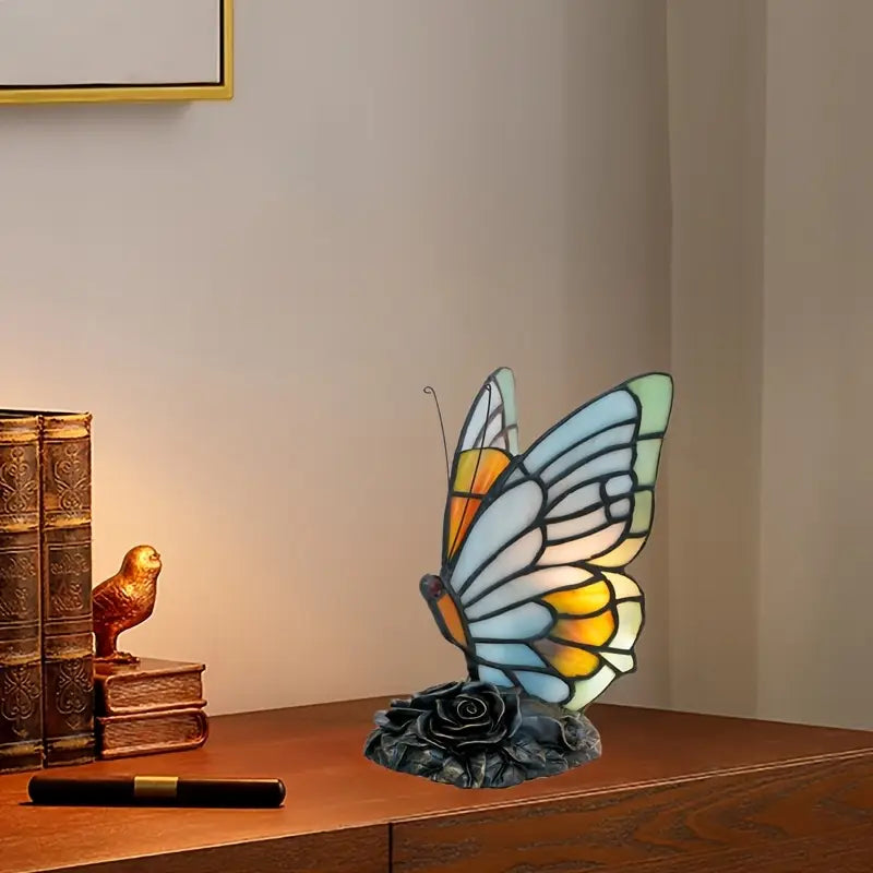 Lampe de Table Papillon en Verre Teinté – Éclat Art Déco