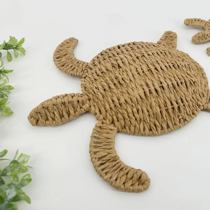 Sculpture Murale Tortue Tressée à la Main – Déco Nautique en Rotin Papier