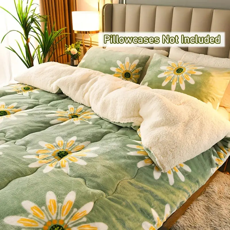 Couette d’Hiver en Polaire Lait Florale – Chaude & Douce