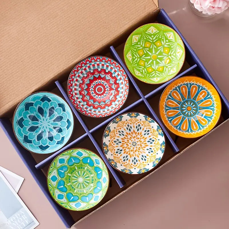 Lot de 6 Bols Bohèmes en Céramique – Design Élégant & Multifonctionnel