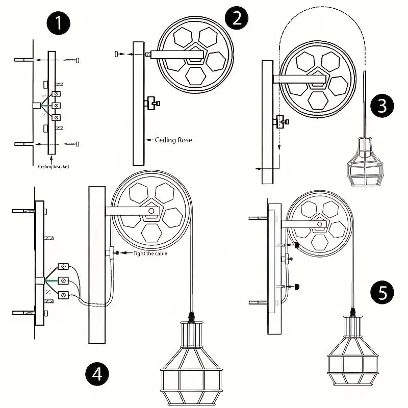Lot de 2 Appliques Murales Industrielles Vintage – Design Roue en Métal & Bois