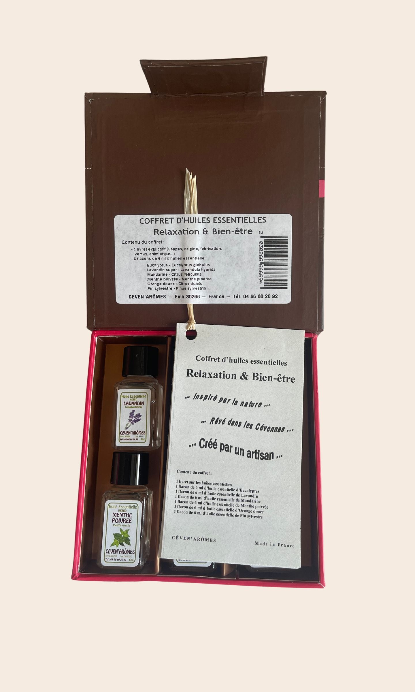 Coffret Relaxation & Bien-être - 6 Flacons d'Huiles Essentielles avec Livret Explicatif