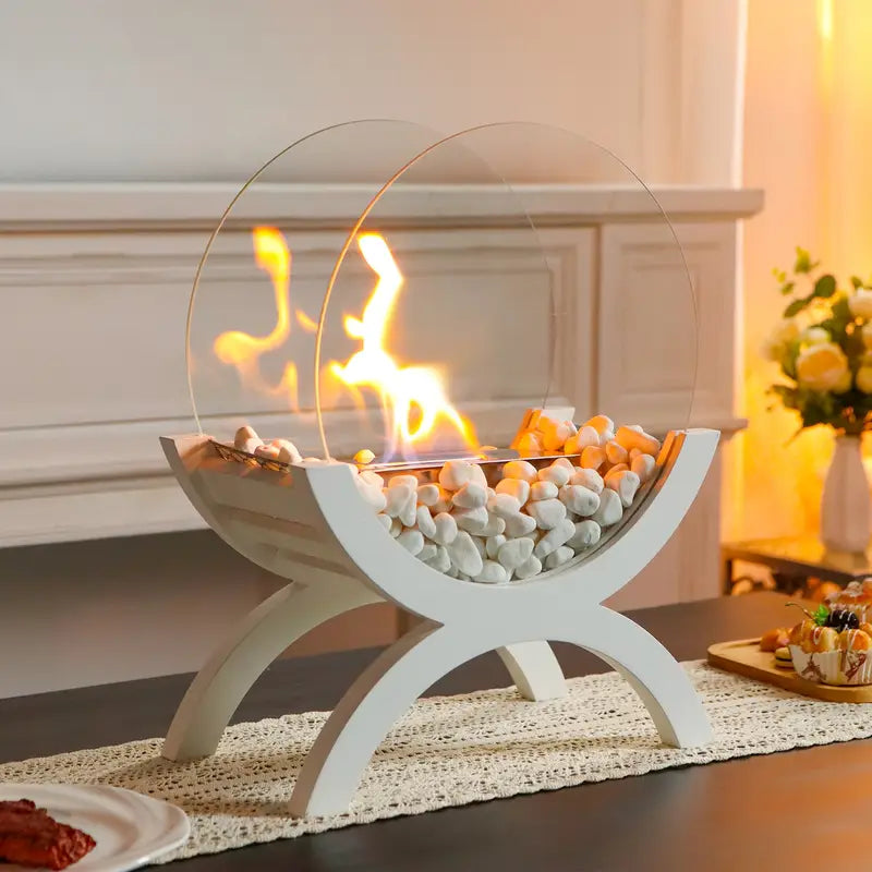 Table de Foyer Contemporaine en Bois – Foyer au Bioéthanol Sans Cheminée