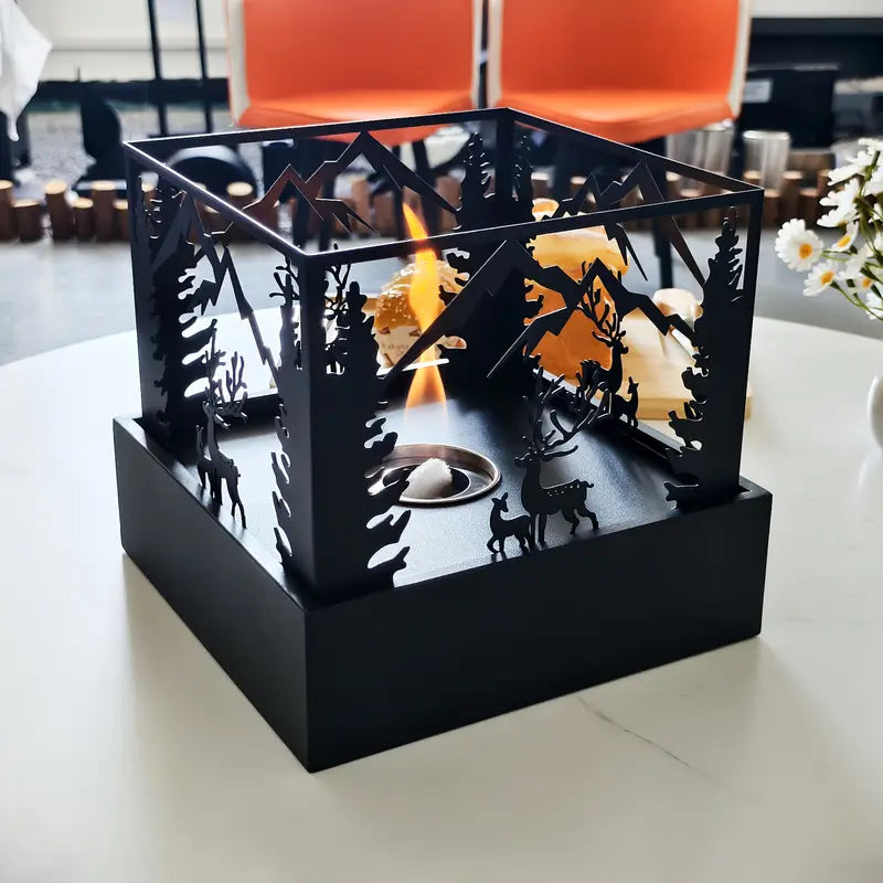 Nouveau Poêle à Alcool Carré – Flamme Réelle & Ambiance Chaleureuse à la Française