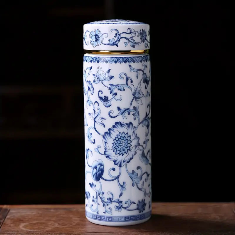 Mug de Voyage Isolé en Céramique Émaillée – Floral & Élégant