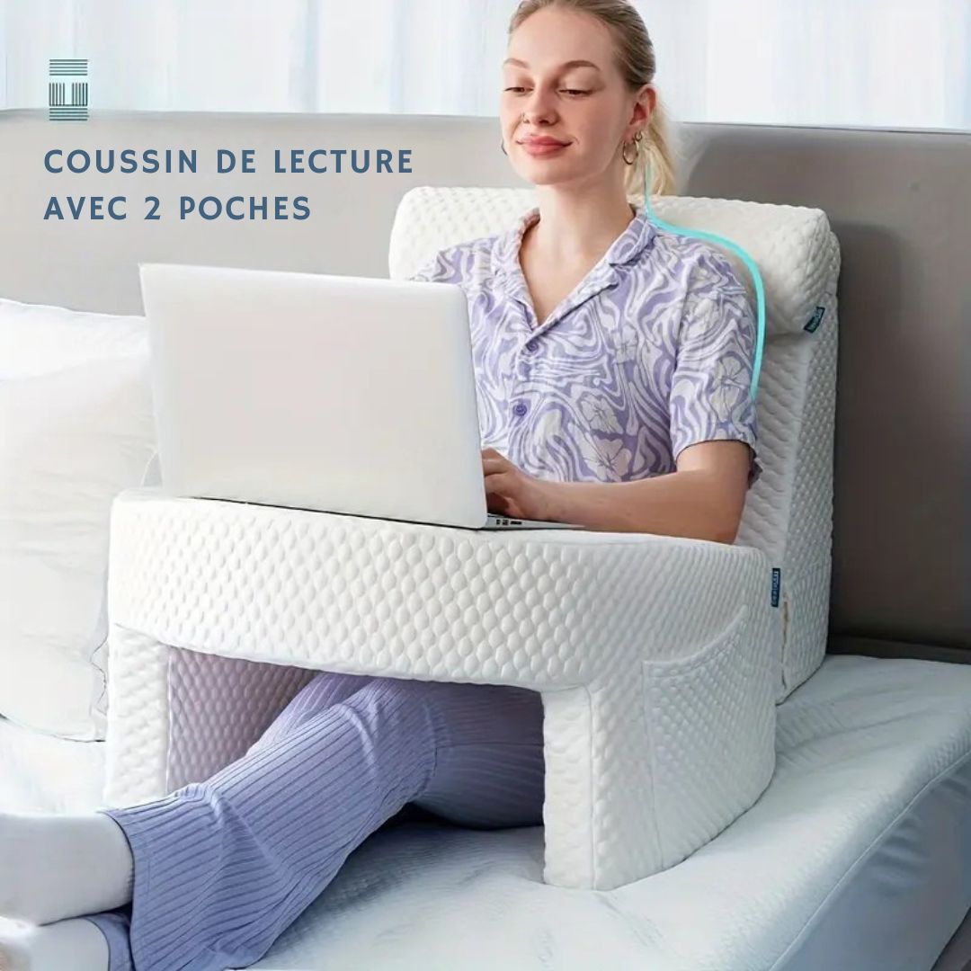 Oreiller de Lecture Extra Large avec Accoudoirs – Soutien Ergonomique
