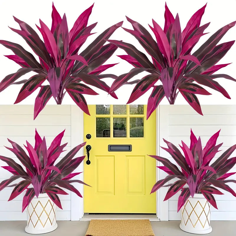 Lot de 2 Fougères Artificielles Violettes Boston & Feuilles de Monstera