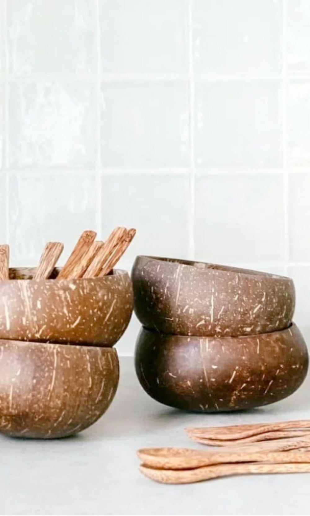 Natürliches Kokosnuss-Salatschüssel-Set