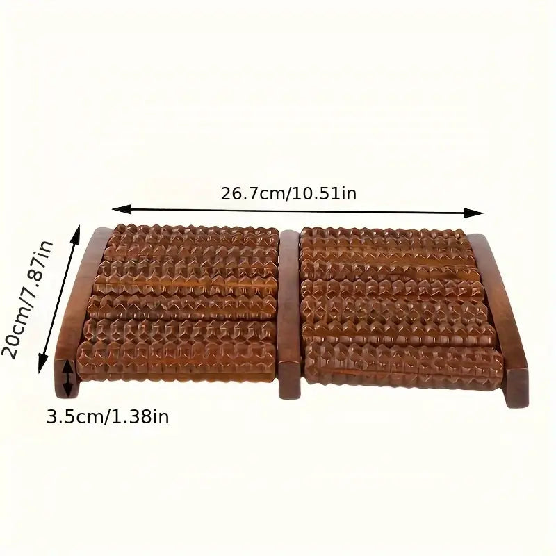 Rouleau de Massage des Pieds en Bois – Outil de Réflexologie à 8 Rangées