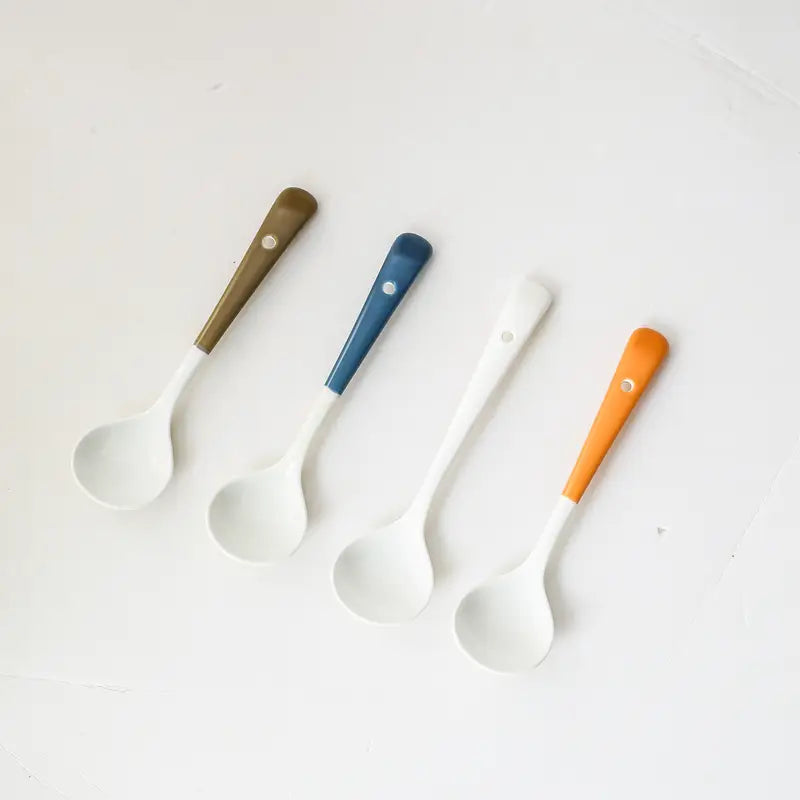 Lot de 8 Cuillères à Soupe en Céramique | Design Élégant