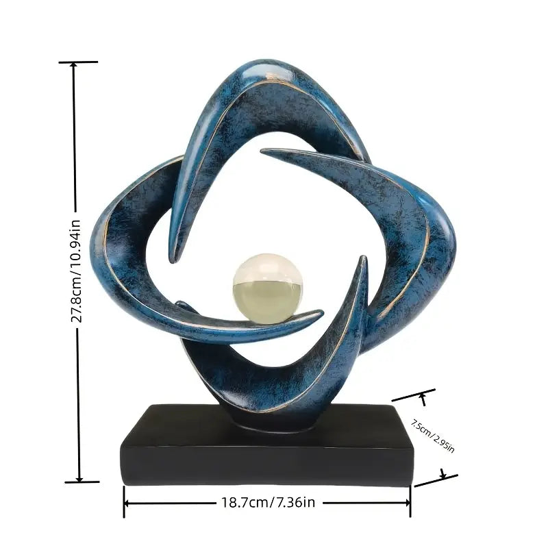 Sculpture Artistique en Résine de Luxe – Finition Bleue et Dorée