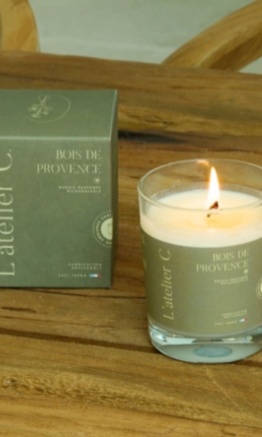 Bougie parfumée artisanale cire végétale Bois de Provence - L'atelier C
