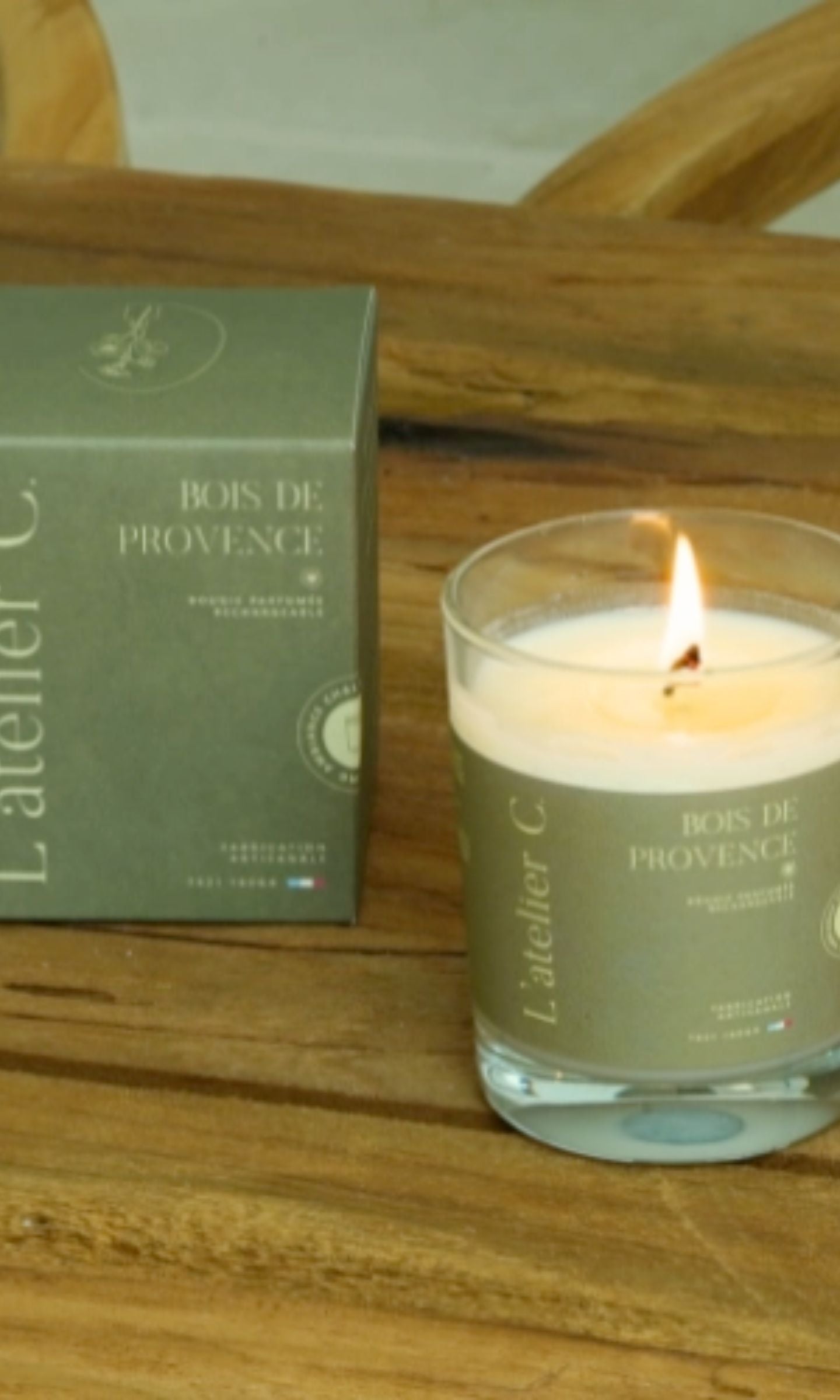 Bougie parfumée artisanale cire végétale Bois de Provence - L'atelier C