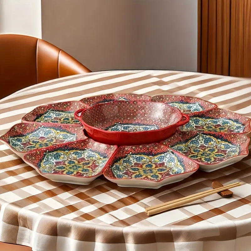 Ensemble de Plateaux et Bols en Céramique Style Bohème