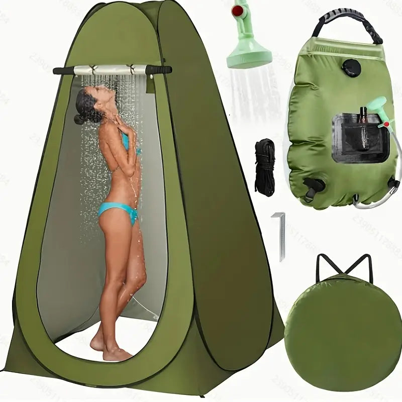 Kit de Tente de Douche Portable 2 Pièces avec Sac d'Eau – Idéal Camping, Randonnée, Plage
