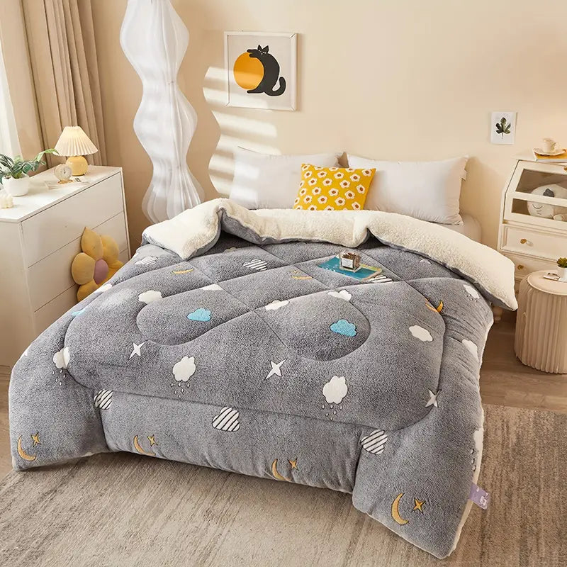 Couette en Polaire Imprimée de Fleurs – Douce et Confortable – Literie Toutes Saisons