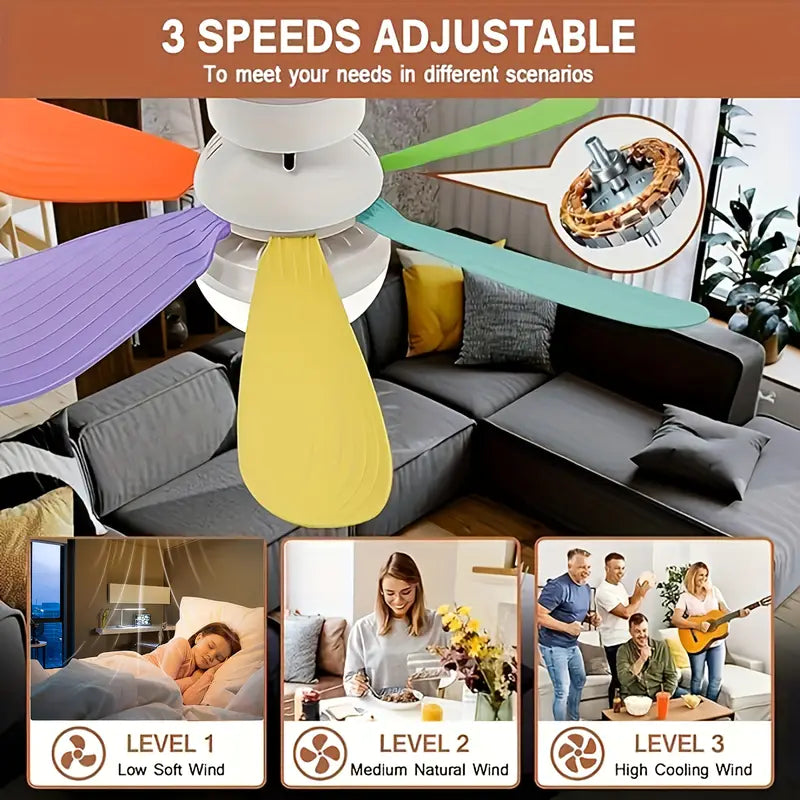 Ventilateur de Plafond Intelligent avec Télécommande & Lumière LED