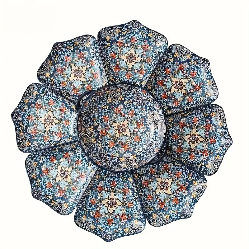 Ensemble de Plateaux et Bols en Céramique Style Bohème