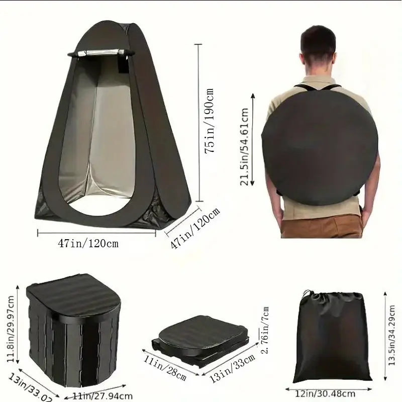 Kit Complet 2 en 1 : Tentes de Douche & Toilettes Pliables Extérieures