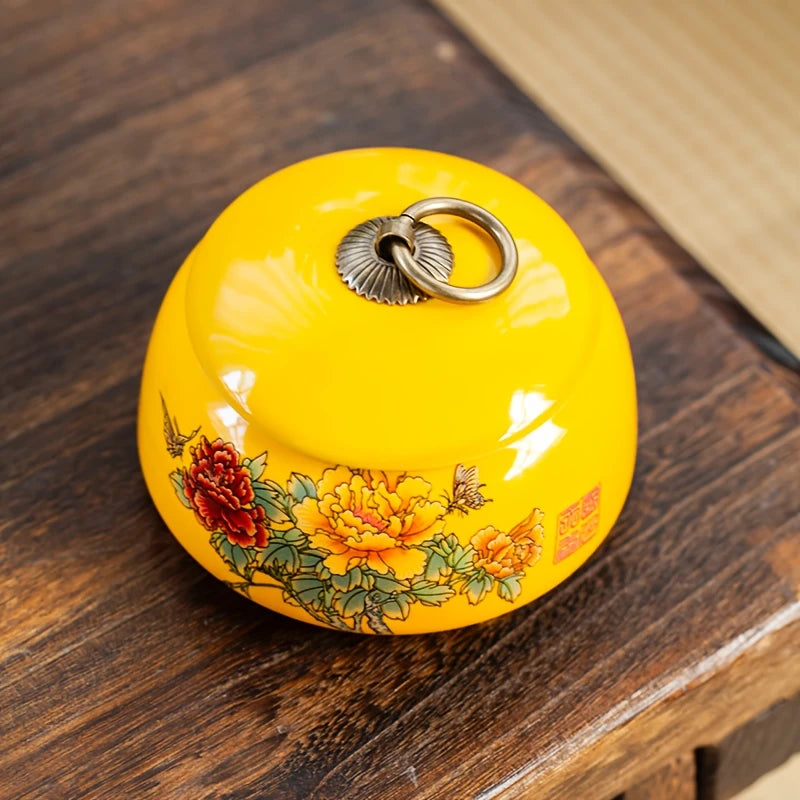 Pot de Décoration en Céramique – Pivoine Jaune Impératrice