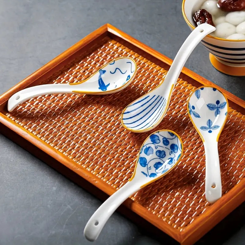 Lot de 8 Cuillères en Céramique Émaillée