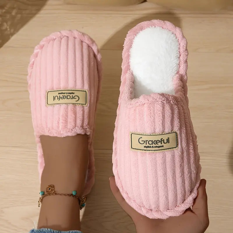 Chaussons Élégants à Rayures Verticales pour Femmes