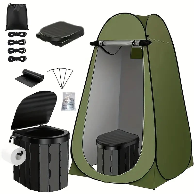 Kit Complet 2 en 1 : Tentes de Douche & Toilettes Pliables Extérieures