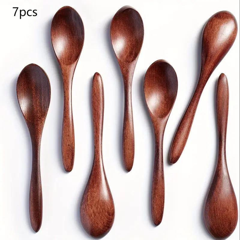 Ensemble de 7 Petites Cuillères en Bois