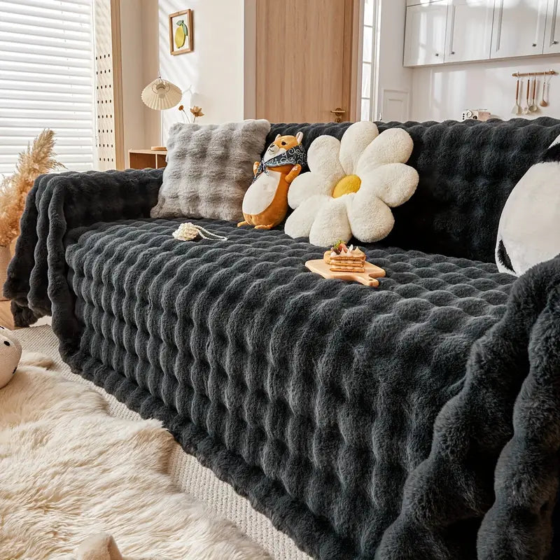 Faux Fur Sofa Cover - Soft and Non-Slip Protection