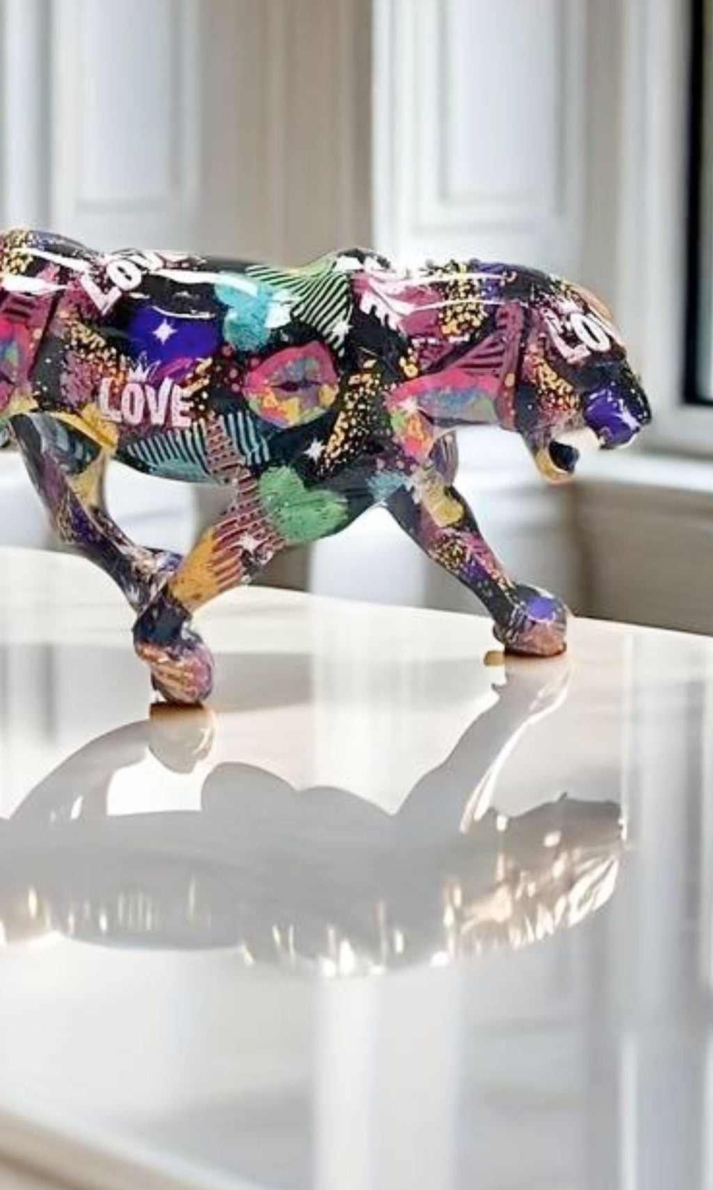 Statue en Résine Léopard Coloré