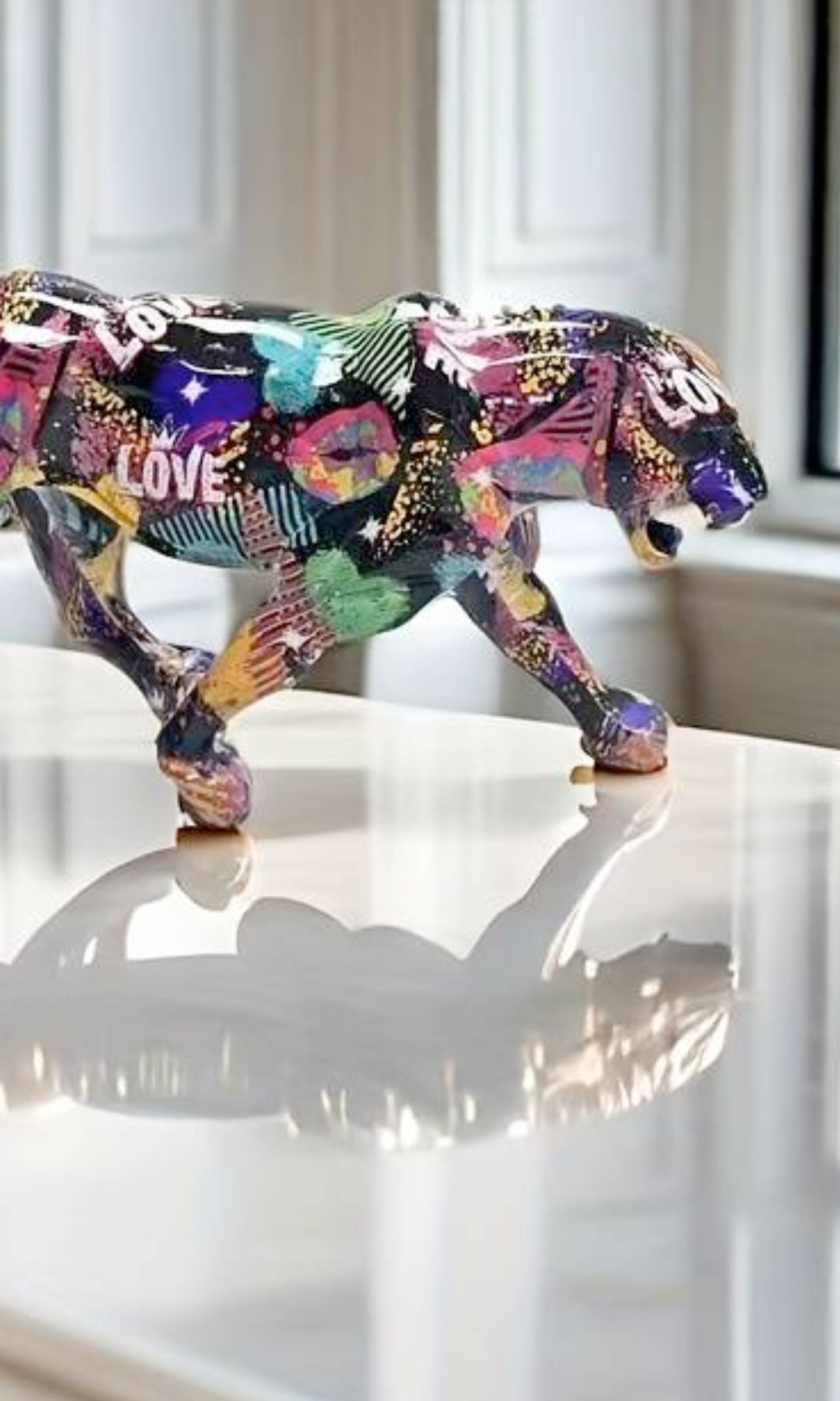 Statue en Résine Léopard Coloré