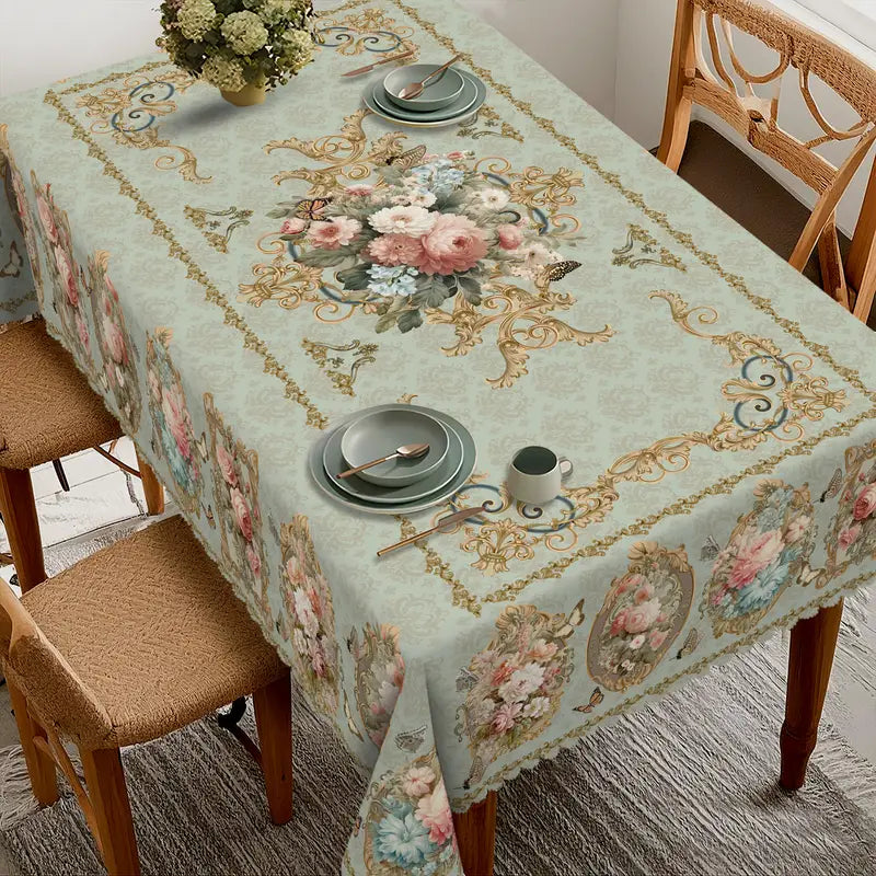 Nappe Florale Élégante – Style Français avec Papillons
