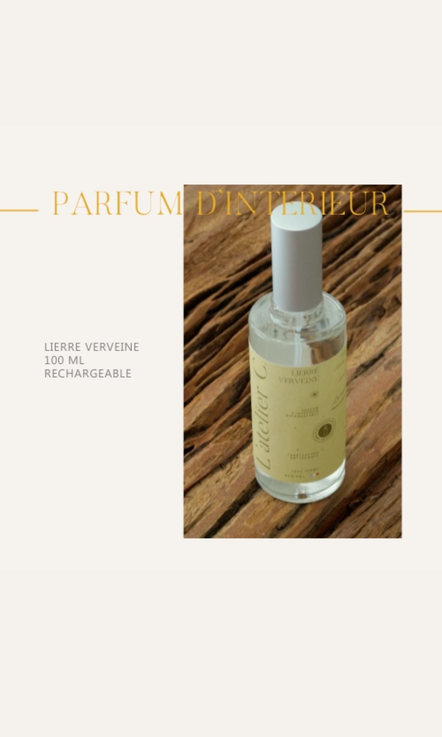 Parfum d'intérieur Lierre Verveine Parfum de Grasse - L'atelier C