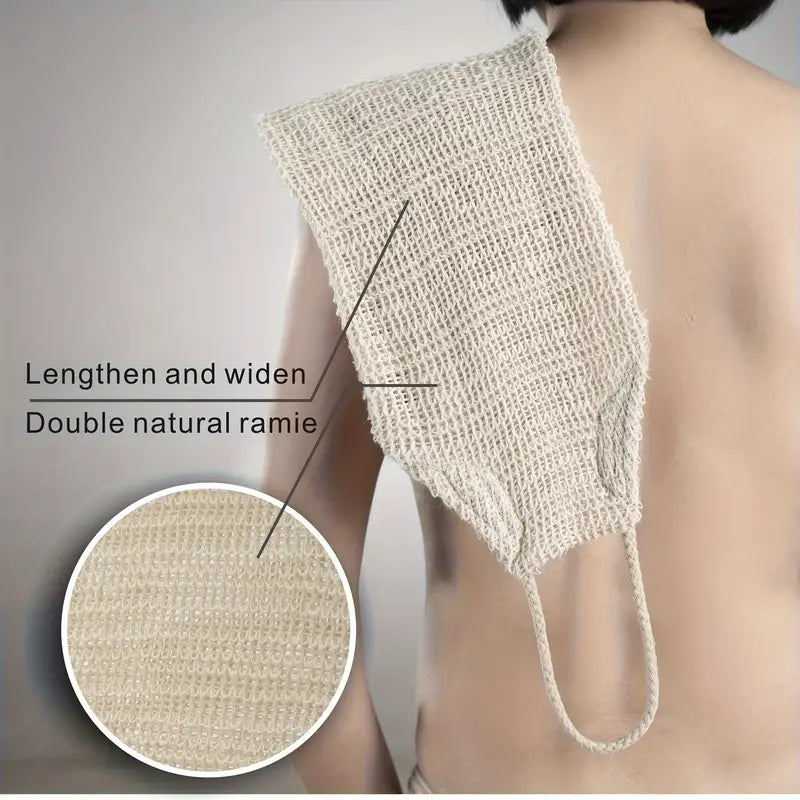 Gommage Exfoliant pour le Dos avec Poignées – Double Face en Ramie Naturelle