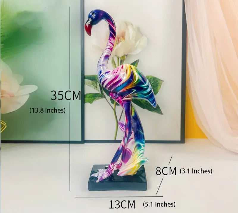 Statue de Flamant Rose Abstrait en Résine