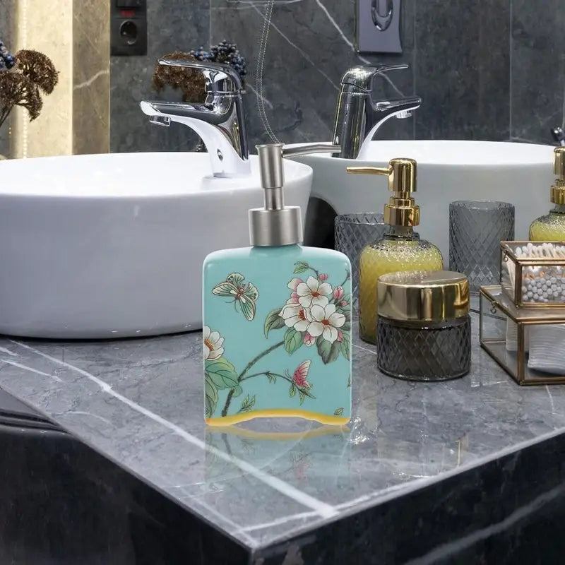 Distributeur de Savon Vintage en Céramique | Rechargeable & Élégant - 410 ml