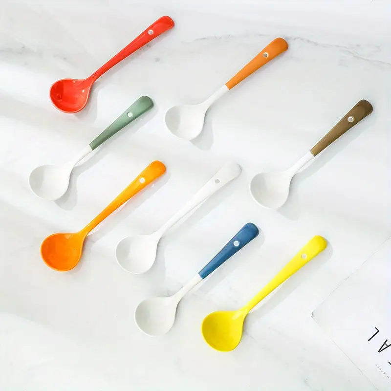 Lot de 8 Cuillères à Soupe en Céramique | Design Élégant