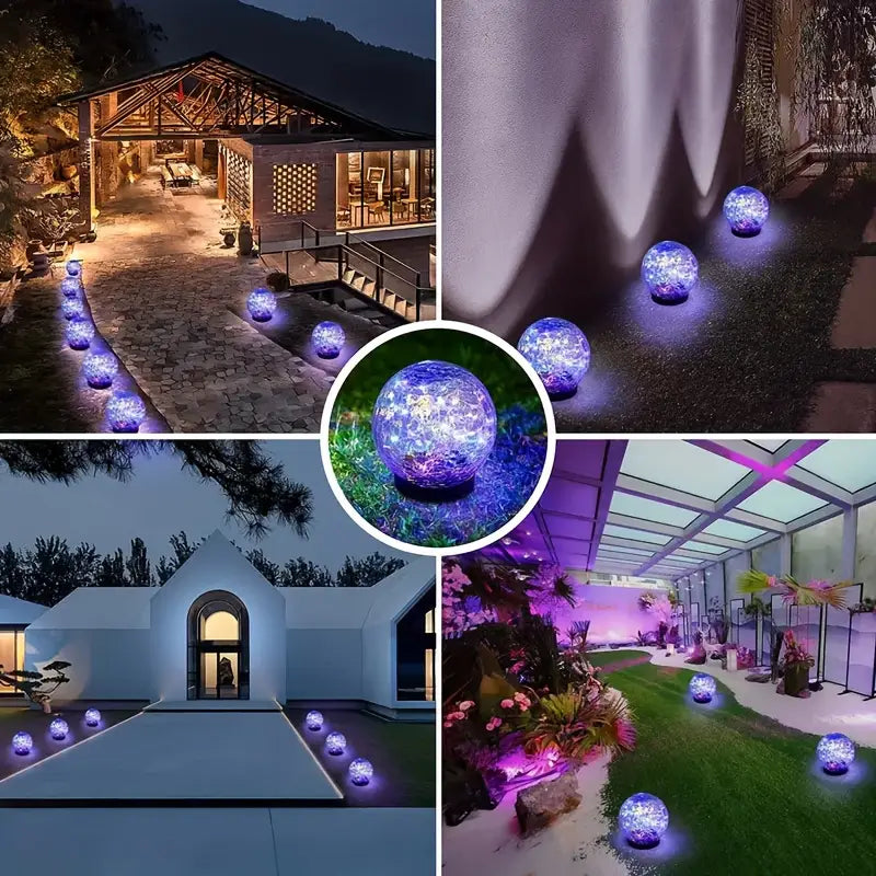 Lumières Solaires LED d’Extérieur avec Boule Craquelée