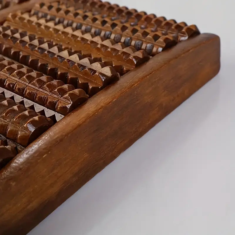 Rouleau de Massage des Pieds en Bois – Outil de Réflexologie à 8 Rangées