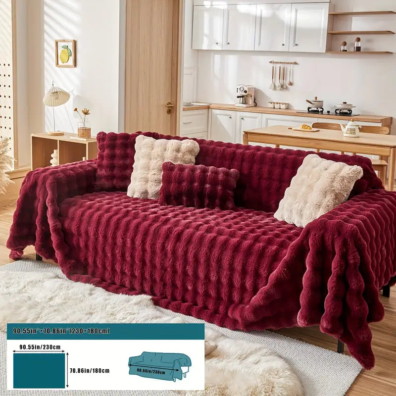 Faux Fur Sofa Cover - Soft and Non-Slip Protection
